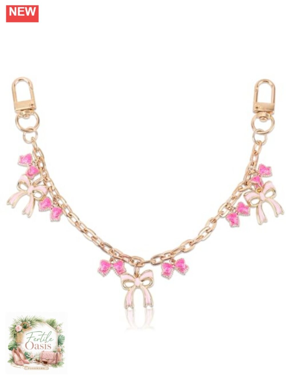 Pink Bow Chain Bag Charm Purse Charm Zinc Alloy Handbag Accessory